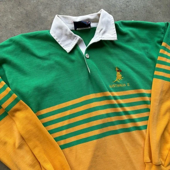 Australia Themed Green and Gold Men's Polo Shirt - Picture 3 of 5